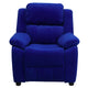 Blue Microfiber |#| Deluxe Padded Contemporary Blue Microfiber Kids Recliner with Storage Arms