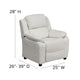 White Vinyl |#| Deluxe Padded Contemporary White Vinyl Kids Recliner with Storage Arms