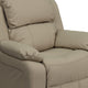Beige Vinyl |#| Deluxe Padded Contemporary Beige Vinyl Kids Recliner with Storage Arms