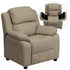 Deluxe Padded Contemporary Kids Recliner with Storage Arms