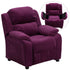 Deluxe Padded Contemporary Kids Recliner with Storage Arms
