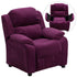 Deluxe Padded Contemporary Kids Recliner with Storage Arms