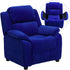 Deluxe Padded Contemporary Kids Recliner with Storage Arms