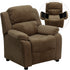 Deluxe Padded Contemporary Kids Recliner with Storage Arms