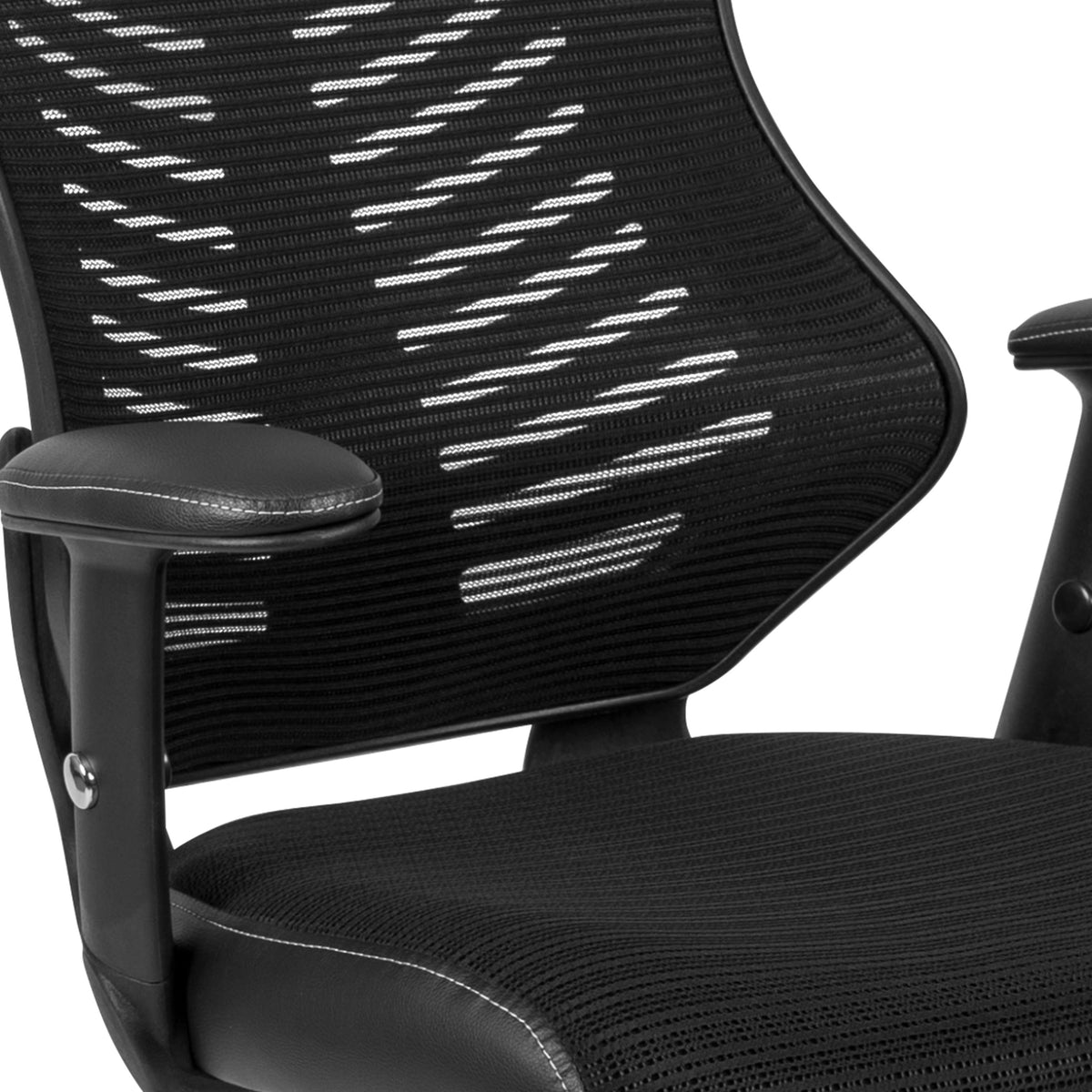 Designer Black Mesh Sled Base Side Reception Guest Chair with Adjustable Arms