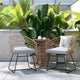 Light Gray Cushions/Natural Frame |#| Indoor/Outdoor Natural Boho Rattan Rope Bistro Set with Side Table and Cushions