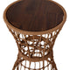 Indoor/Outdoor Natural Boho Rattan Rope Table with Acacia Wood Top