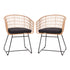 Devon Set of 2 Indoor/Outdoor Patio Boho Club Chairs, Rope with PE Wicker Rattan, Cushions and Sled Base