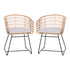 Devon Set of 2 Indoor/Outdoor Patio Boho Club Chairs, Rope with PE Wicker Rattan, Cushions and Sled Base