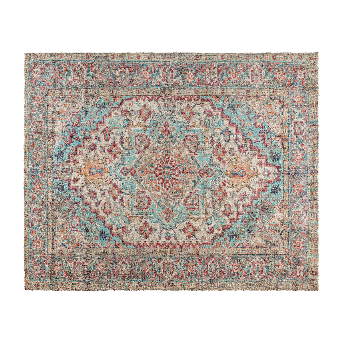 8' x 10' |#| 8' x 10' Indoor Polyester Vintage Medallion Area Rug in Blue Multicolor