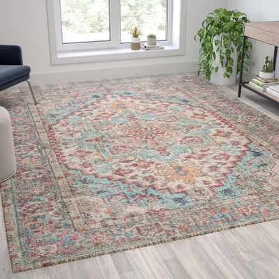Distressed Vintage Medallion Area Rug - View 2