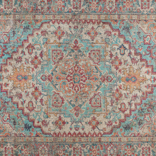 5' x 7' |#| 5' x 7' Indoor Polyester Vintage Medallion Area Rug in Blue Multicolor