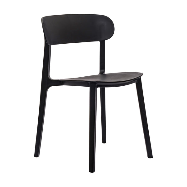 Black |#| Commercial All-Weather Resin Patio Stack Chair with Contoured Backrest