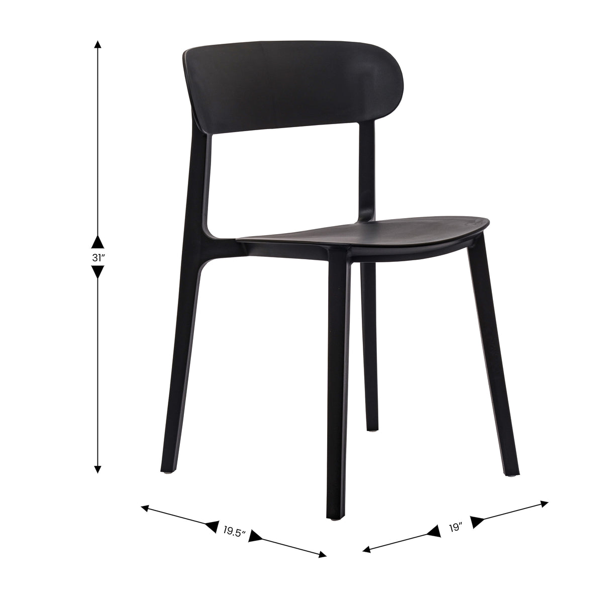 Black |#| Commercial All-Weather Resin Patio Stack Chair with Contoured Backrest