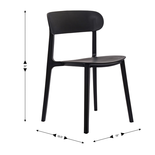Black |#| Commercial All-Weather Resin Patio Stack Chair with Contoured Backrest