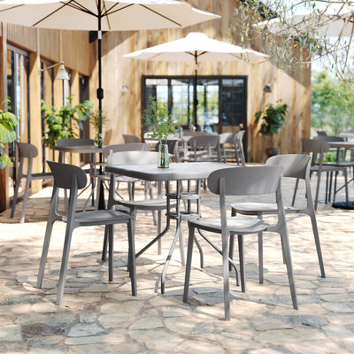 Commercial All-Weather Resin Patio Stack Chair with Contoured Backrest - View 2