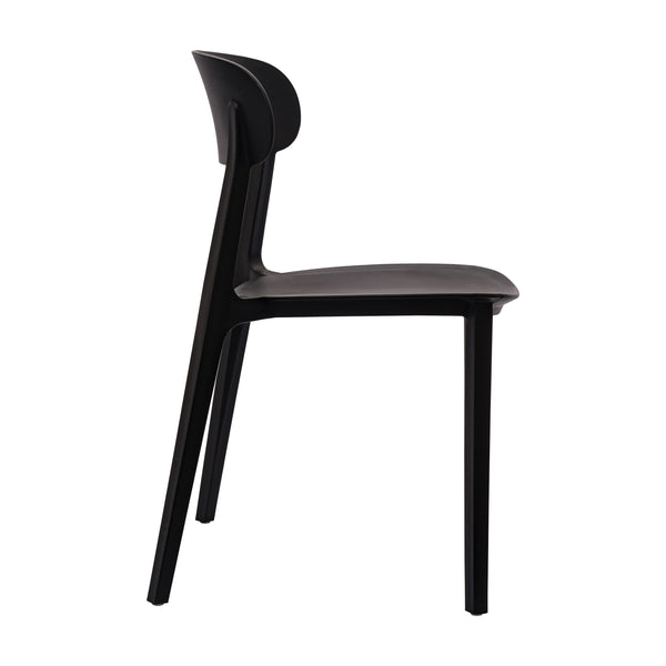 Black |#| Commercial All-Weather Resin Patio Stack Chair with Contoured Backrest