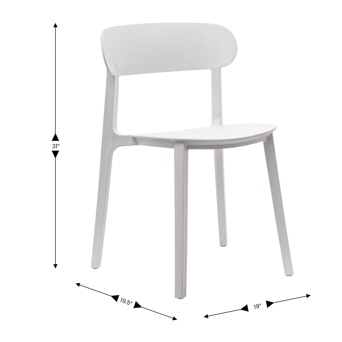 White |#| Commercial All-Weather White Resin Patio Stack Chair with Contoured Backrest