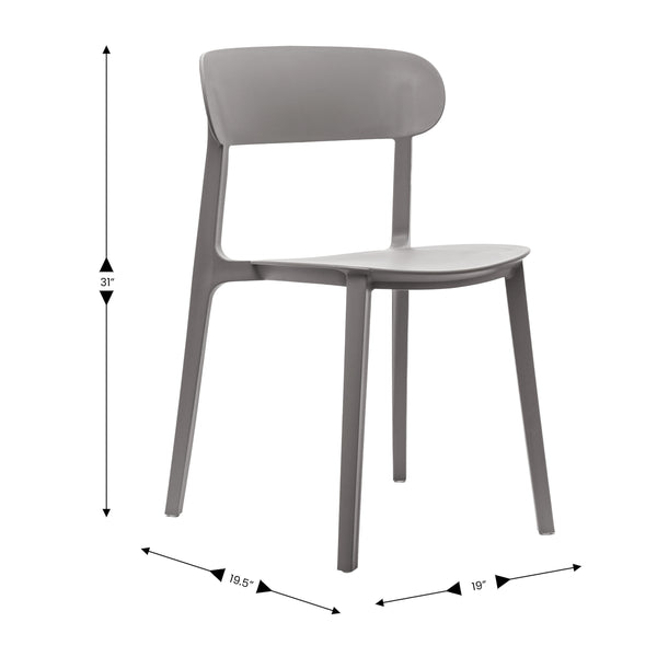 Gray |#| Commercial All-Weather Gray Resin Patio Stack Chair with Contoured Backrest