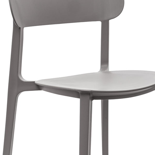 Gray |#| Commercial All-Weather Gray Resin Patio Stack Chair with Contoured Backrest