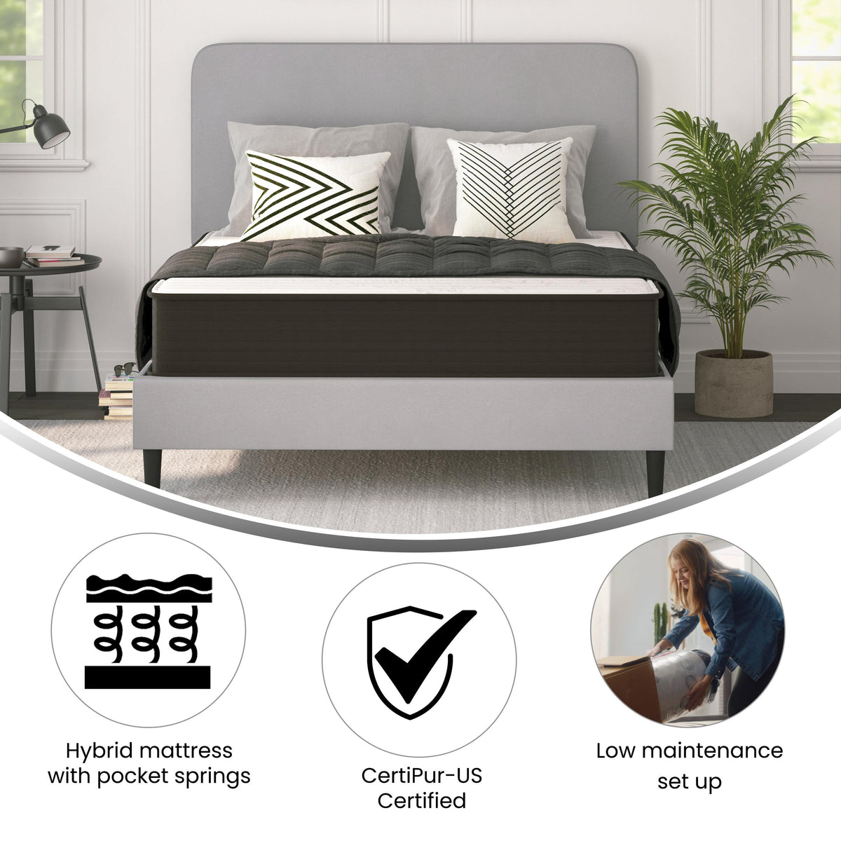 Queen |#| 10" Hybrid Foam and Pocket Spring Mattress, Queen Mattress in a Box