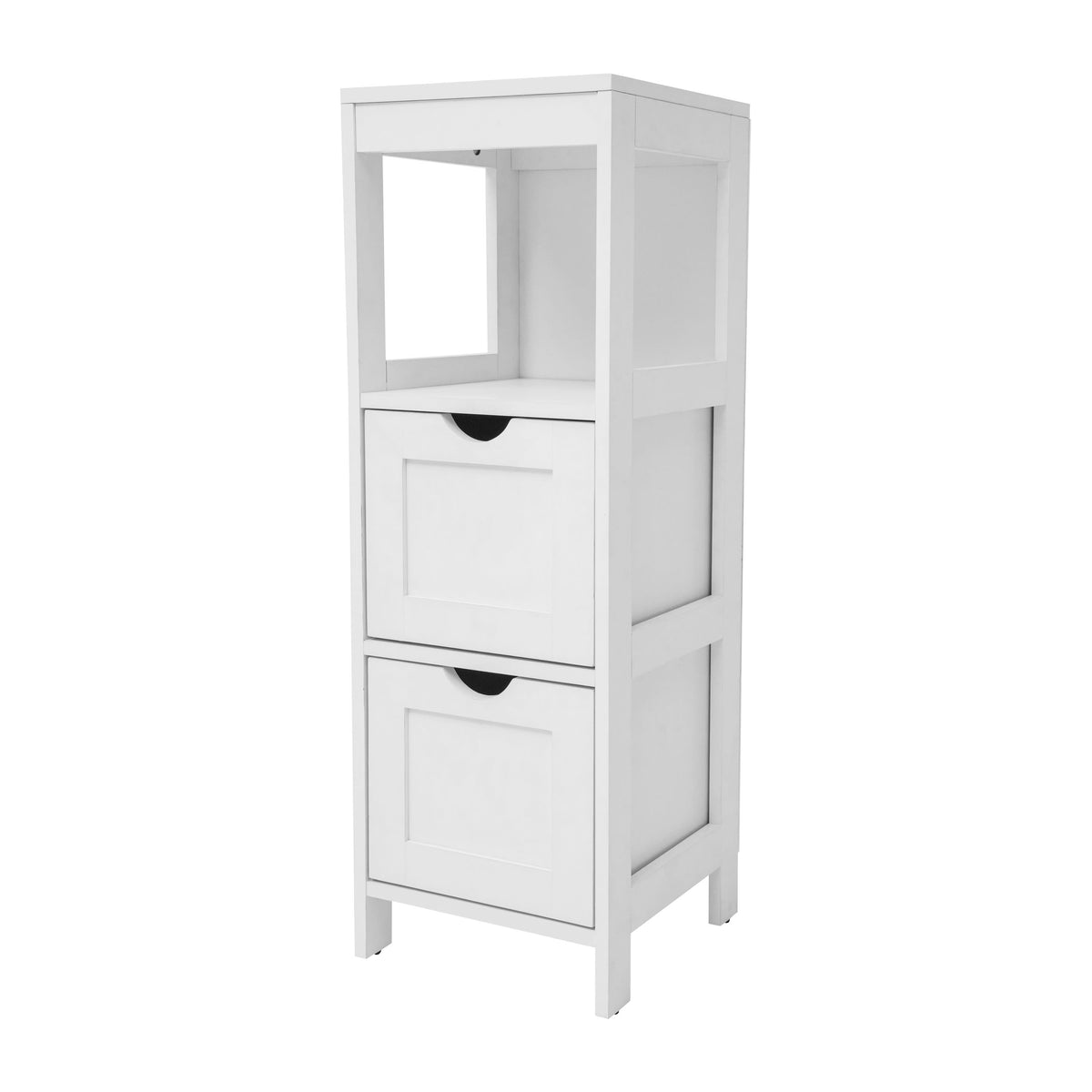 White |#| Farmhouse Bathroom Storage Organizer with 2 Drawers and Open Shelf in White