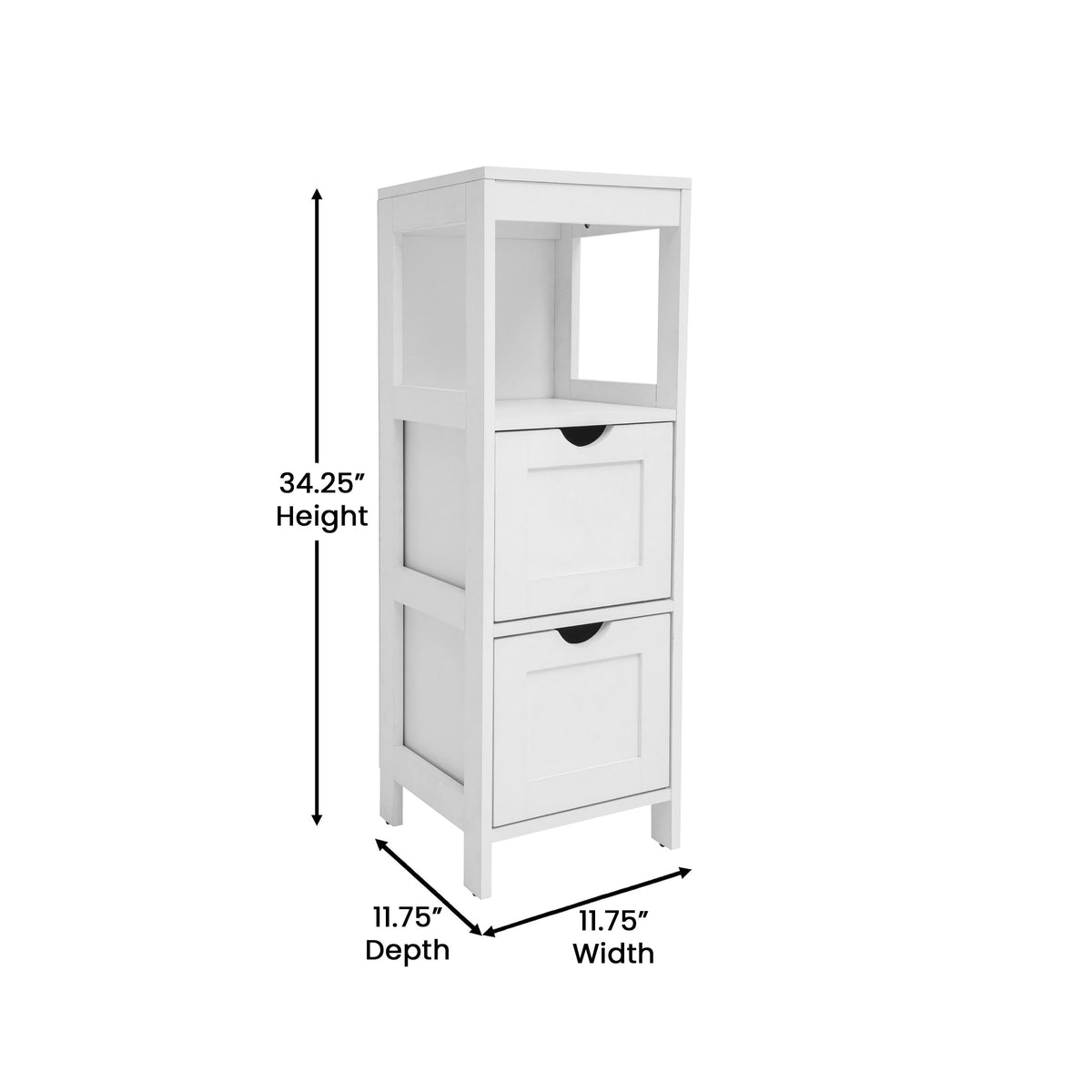 White |#| Farmhouse Bathroom Storage Organizer with 2 Drawers and Open Shelf in White