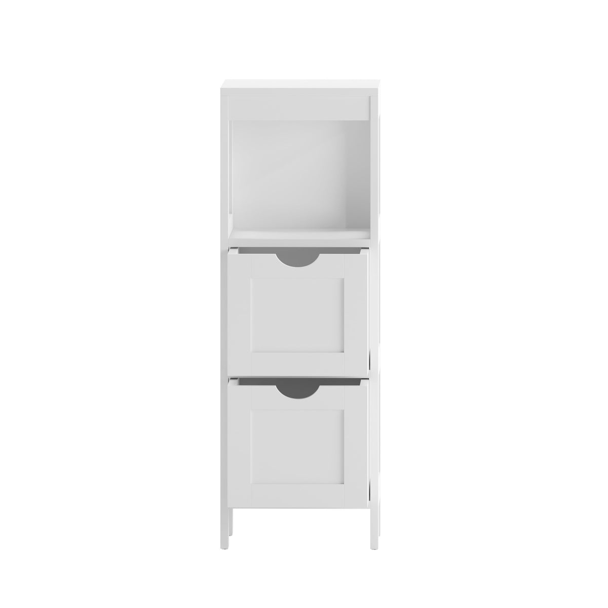 White |#| Farmhouse Bathroom Storage Organizer with 2 Drawers and Open Shelf in White