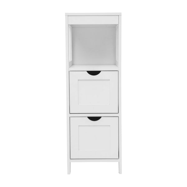 White |#| Farmhouse Bathroom Storage Organizer with 2 Drawers and Open Shelf in White