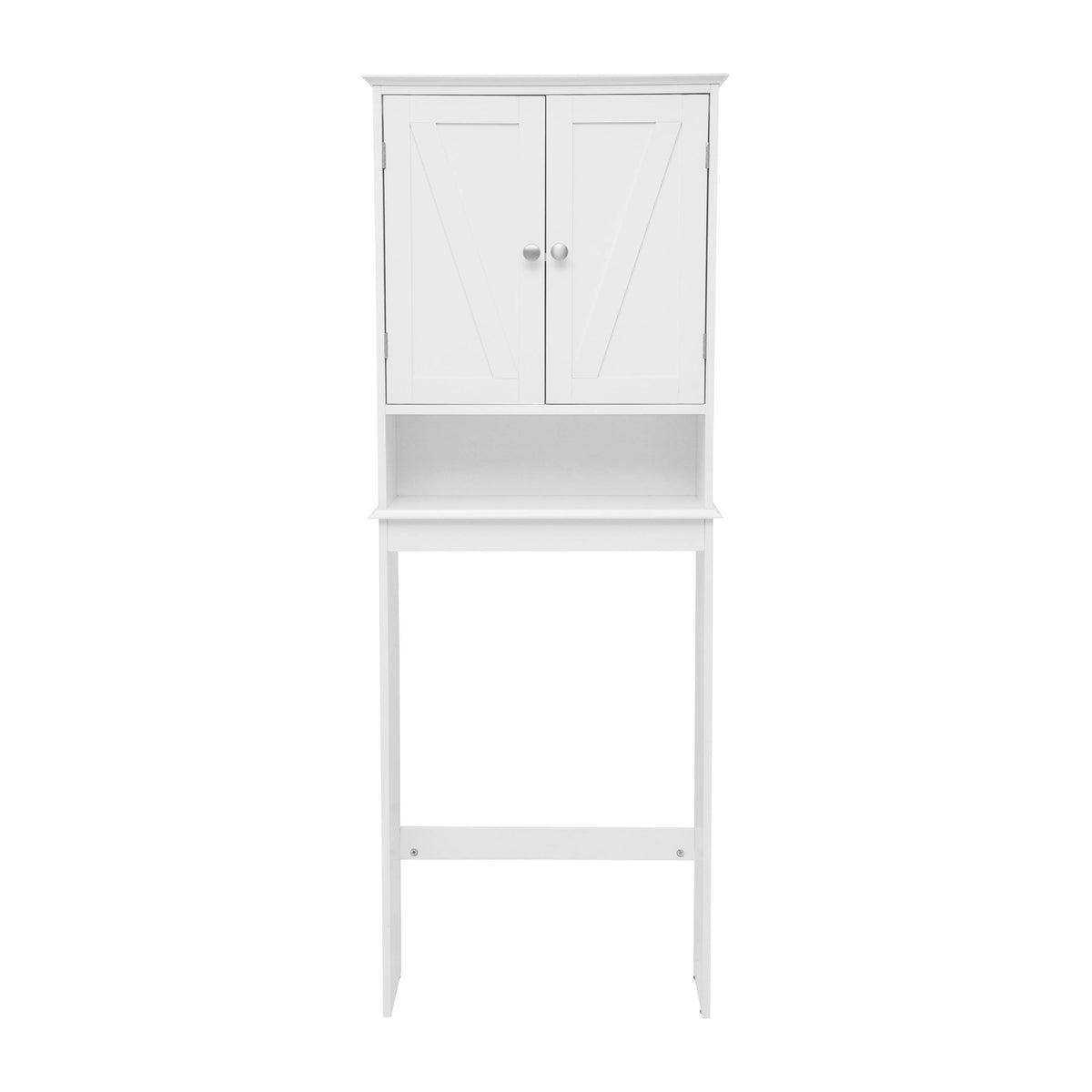 White |#| Farmhouse Over the Toilet Cabinet with Shelves and Magnetic Closure Doors-White