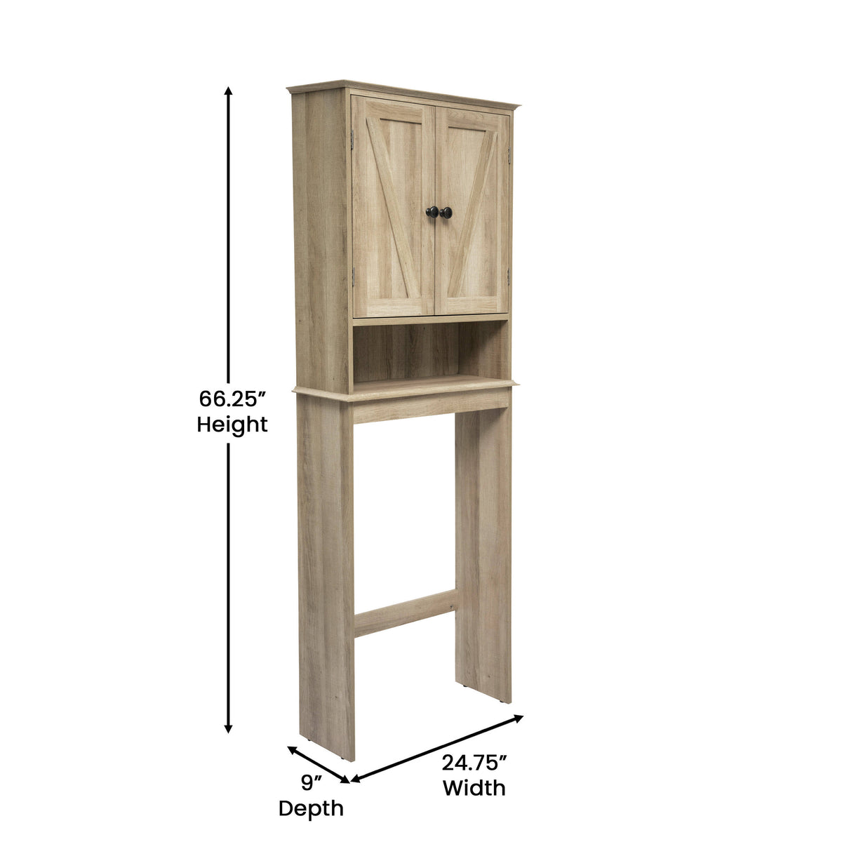 Brown |#| Farmhouse Over the Toilet Cabinet with Shelves and Magnetic Closure Doors-Brown