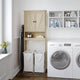 Brown |#| Farmhouse Over the Toilet Cabinet with Shelves and Magnetic Closure Doors-Brown