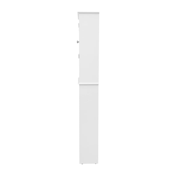 White |#| Farmhouse Over the Toilet Cabinet with Shelves and Magnetic Closure Doors-White