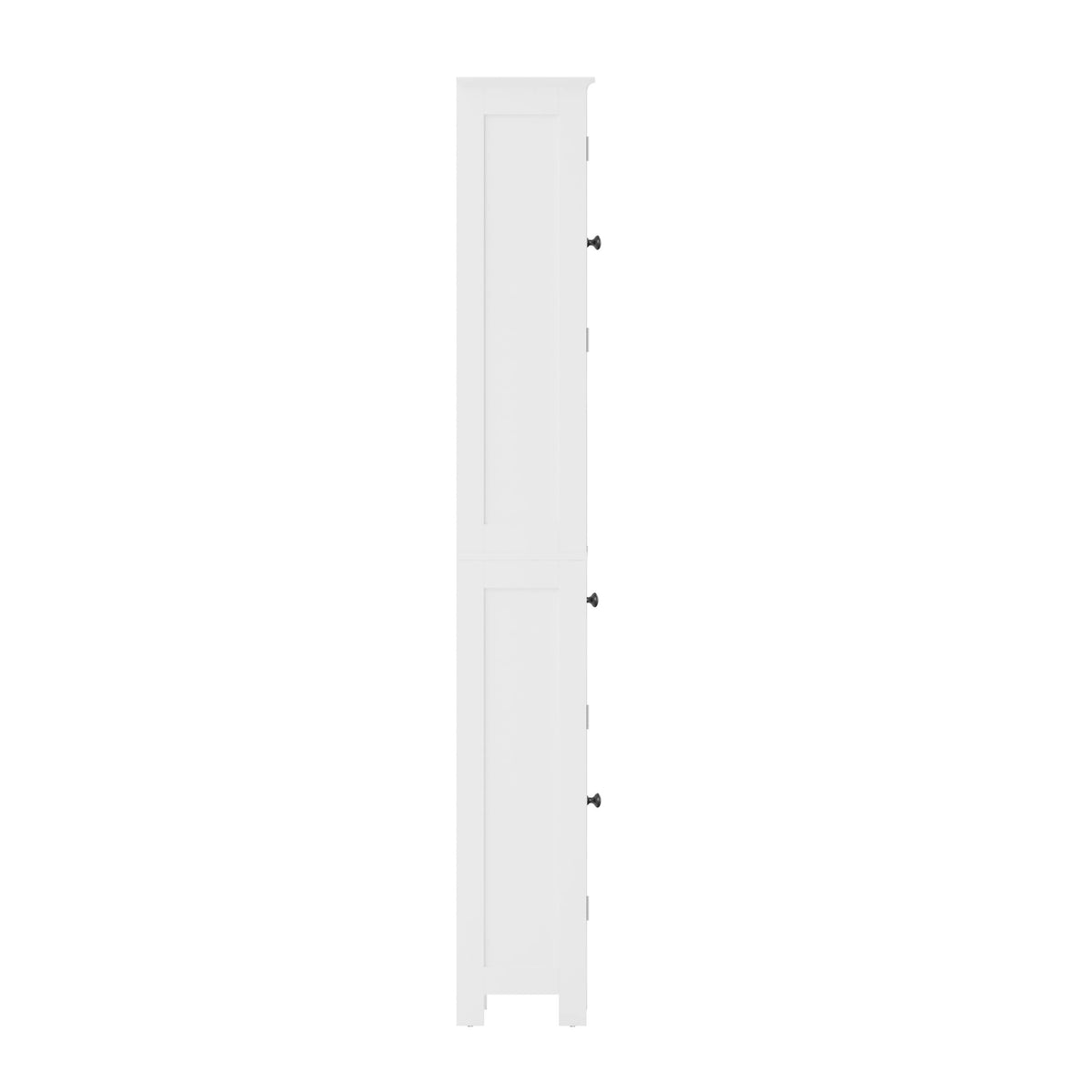 White |#| Farmhouse Freestanding Linen Tower with Shelves, Drawer, and Doors - White
