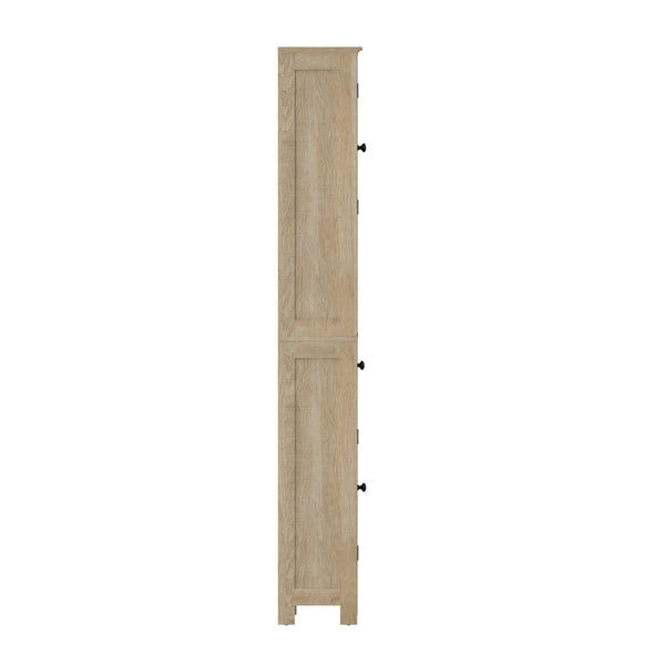 Brown |#| Farmhouse Freestanding Linen Tower with Shelves, Drawer, and Doors - Brown