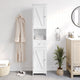 White |#| Farmhouse Freestanding Linen Tower with Shelves, Drawer, and Doors - White