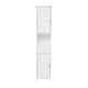 White |#| Farmhouse Freestanding Linen Tower with Shelves, Drawer, and Doors - White