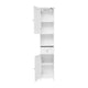 White |#| Farmhouse Freestanding Linen Tower with Shelves, Drawer, and Doors - White