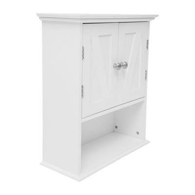 Dune Wall Mounted Bathroom Medicine Cabinet Storage Organizer with Magnetic Closure Doors, Adjustable Shelf, and Lower Open Shelf - View 1