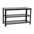 Easton 3-Tier Wooden Entryway Bench with Metal Mesh Shoe Storage Shelves for Entryway, Mudroom, or Bedroom