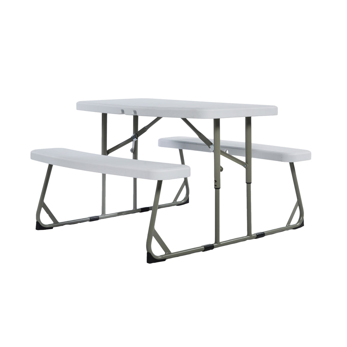 White |#| Indoor/Outdoor Commercial Grade Kids White Folding Picnic Table with Benches