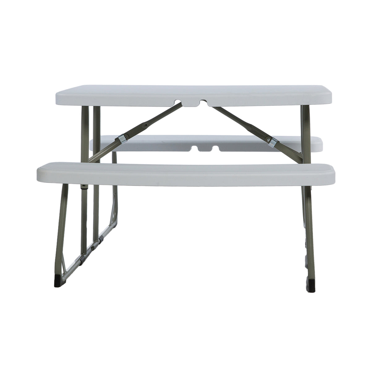 White |#| Indoor/Outdoor Commercial Grade Kids White Folding Picnic Table with Benches