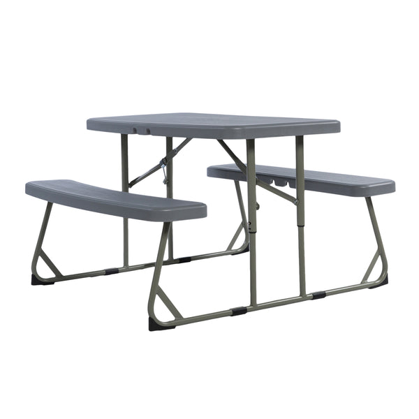 Gray |#| Indoor/Outdoor Commercial Grade Kids Gray Folding Picnic Table with Benches