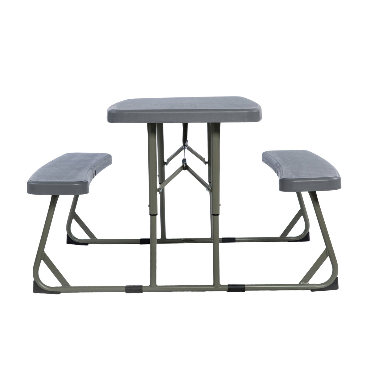 Gray |#| Indoor/Outdoor Commercial Grade Kids Gray Folding Picnic Table with Benches