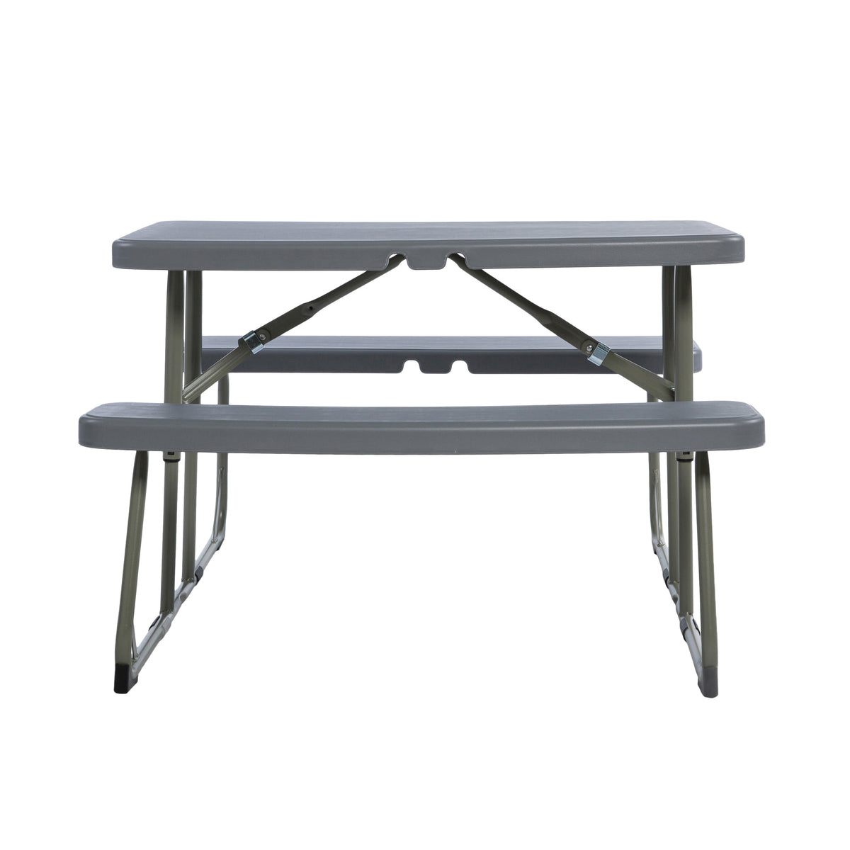 Gray |#| Indoor/Outdoor Commercial Grade Kids Gray Folding Picnic Table with Benches