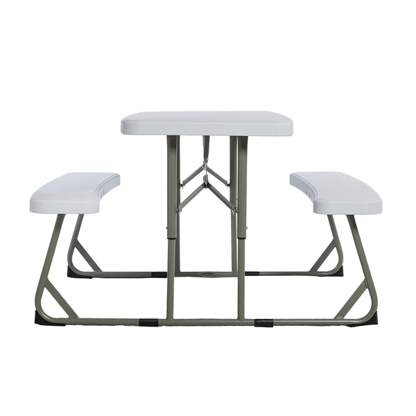 White |#| Indoor/Outdoor Commercial Grade Kids White Folding Picnic Table with Benches