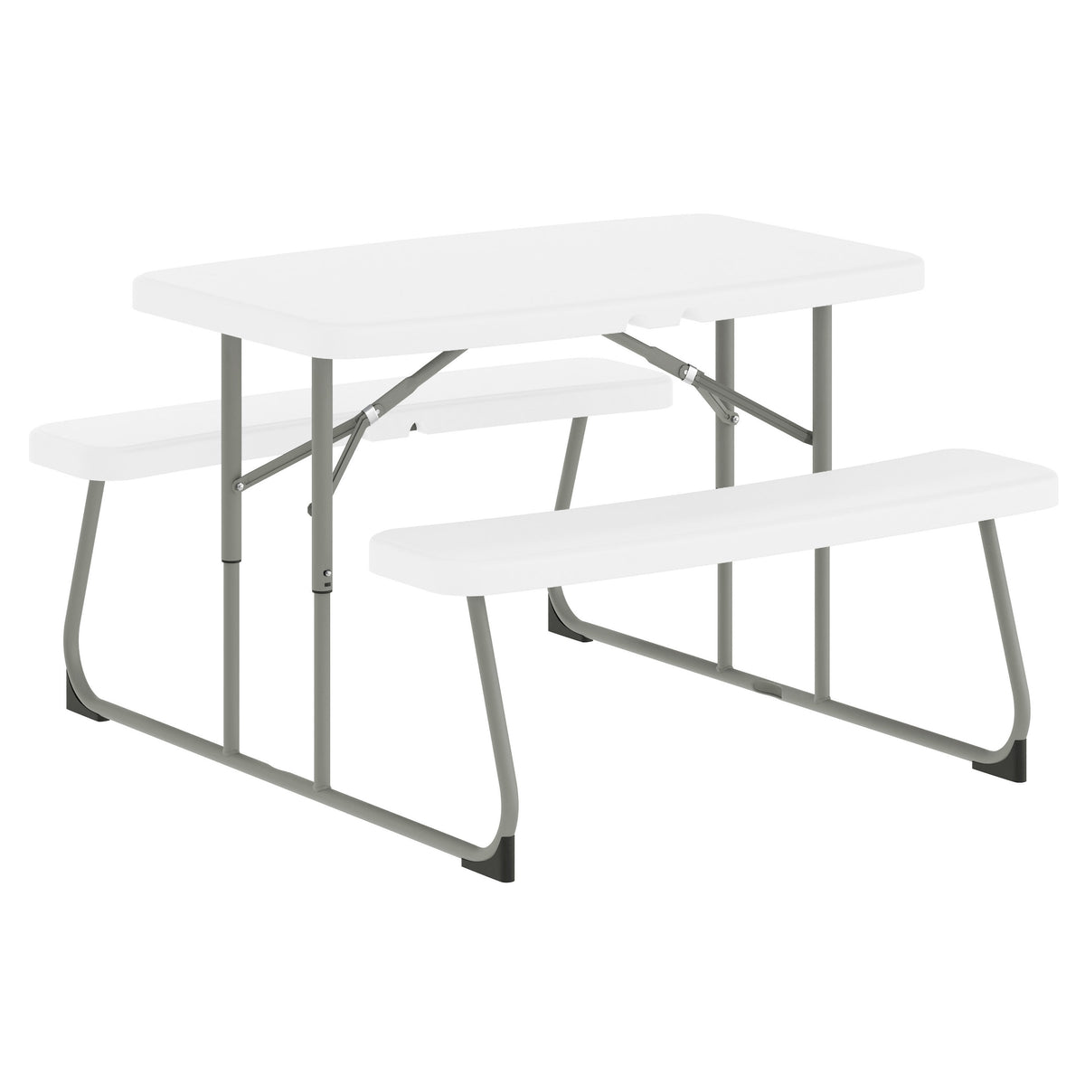 White |#| Indoor/Outdoor Commercial Grade Kids White Folding Picnic Table with Benches