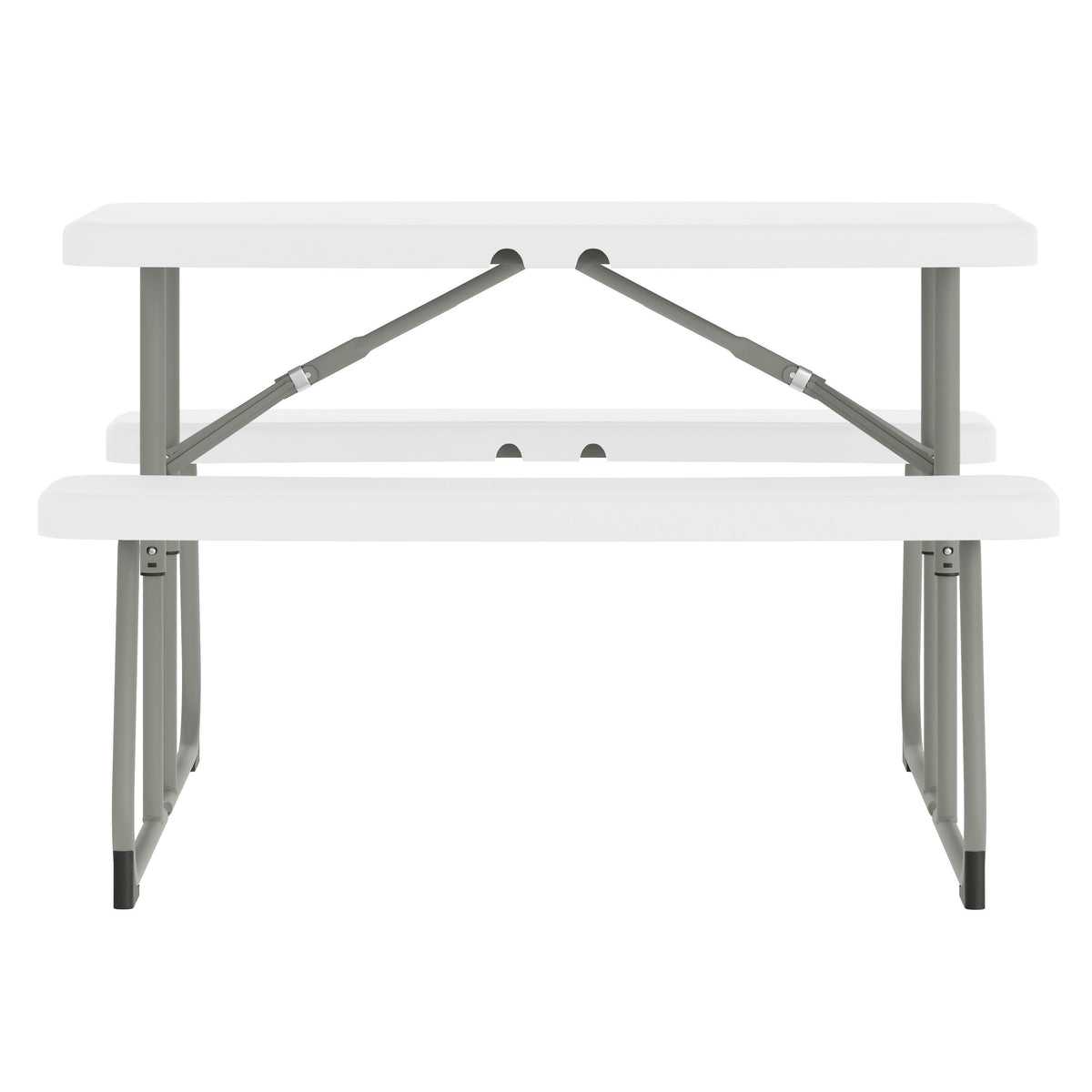 White |#| Indoor/Outdoor Commercial Grade Kids White Folding Picnic Table with Benches
