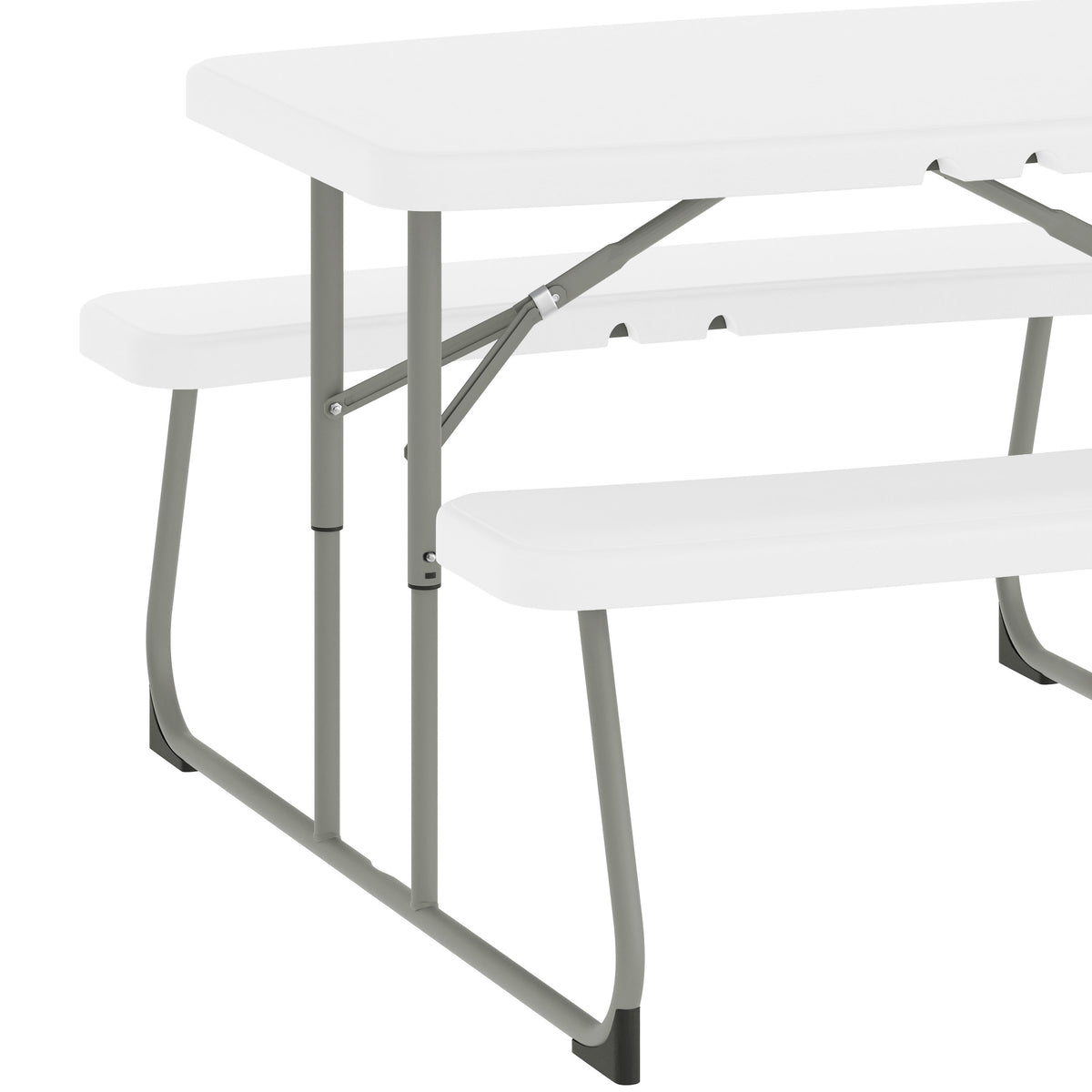 White |#| Indoor/Outdoor Commercial Grade Kids White Folding Picnic Table with Benches