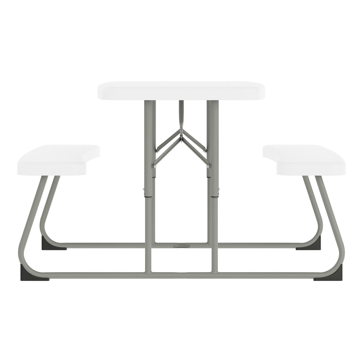 White |#| Indoor/Outdoor Commercial Grade Kids White Folding Picnic Table with Benches
